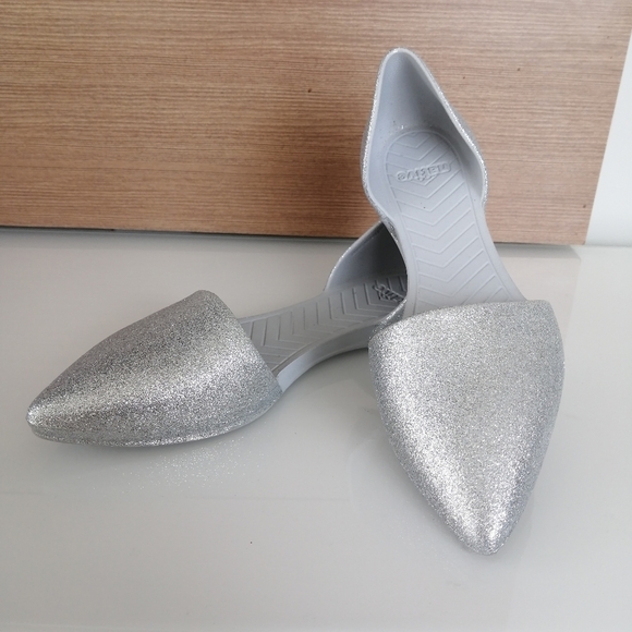 Native Audrey Bling D'Orsay Silver Glitter Sparkle Slip On Flats 8 - Picture 4 of 16